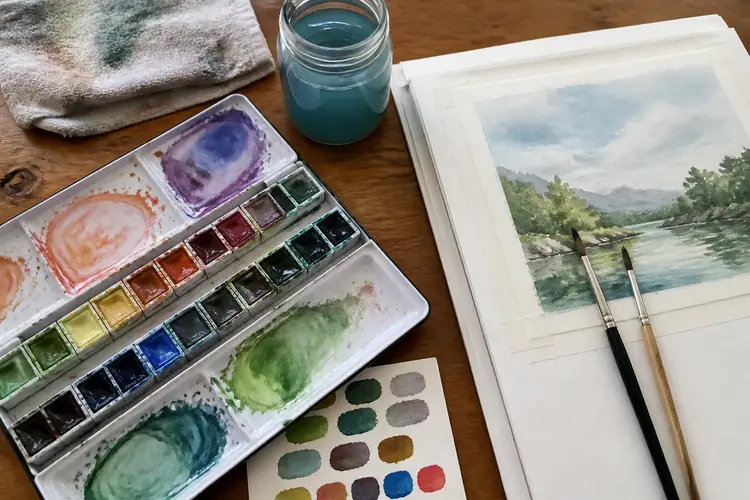 Aquarel verf en materialen